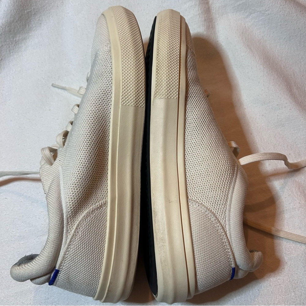Rothy's RS02 Unisex Lace-Up Sneakers Men 9 Women 10.5 Beige Knit Mesh Comfort - Picture 6 of 8